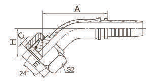 20441 45°METRİK DİŞİ 24°KONİ O-RINGL.T./ISO 12151-2/DIN 3865 -20441