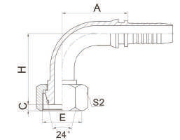 20491 90°METRIC FEMALE 24°CONE O-RING L.T.ISO 12151-2 /DIN 3865-20491