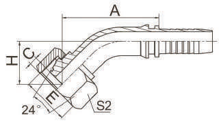 20541 45° MÉTRICA HEMBRA 24° CONO ANILLO TÓRICO HT /ISO12151-2/DIN 3865 - 20541