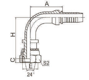 20591 90°METRİK DİŞİ 24°KONİ O-RİNG HT /ISO12151-2/DIN 3865 - 20591