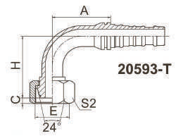 20593 90°Metrik Dişi 24°Koni O-Ring HT