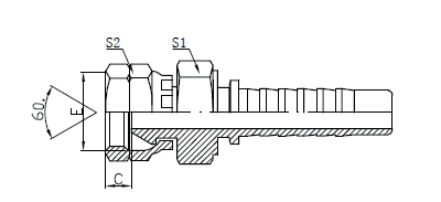 22611D BSP FEMALE 60°Cone seal DOUBLE HEXAGON- 22611D