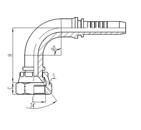 26791 FEMMINA 90°JIC 74°Cono SAET / SAE J514 - 26791