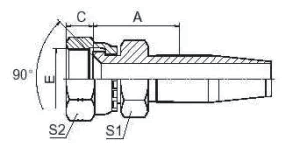 27818D -R5 SAE FEMMINA 90° SEDE CONICA DOPPIO ESAGONO RACCORDO RIUTILIZZABILE 27818DR5