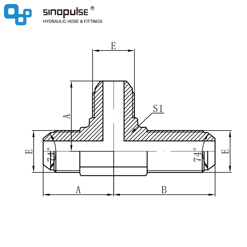 AJJ6J JIC Male 74°Cone Bulkhead Run Tee